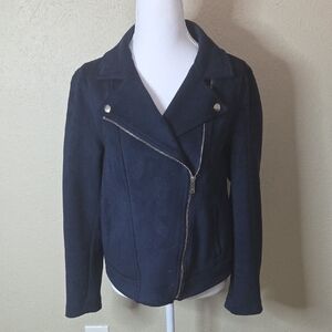 Old Navy Dark Blue Suede Jacket with Silver Accents, Size Medium